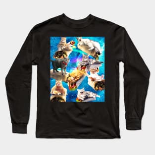 Galaxy Cat Burrito In Rainbow Space Long Sleeve T-Shirt